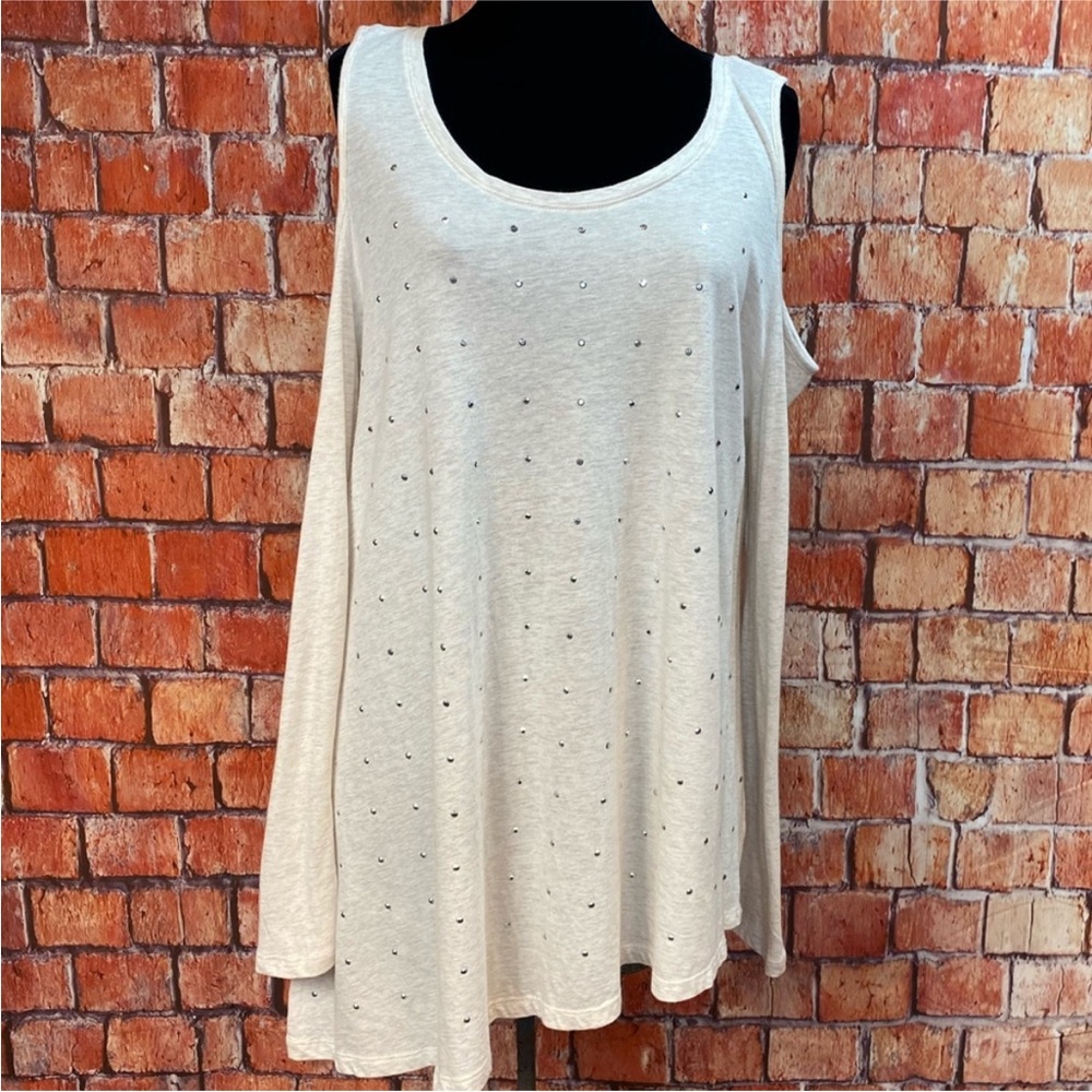 a.n.a. Asymmetrical Hem Cold-Shoulder Top